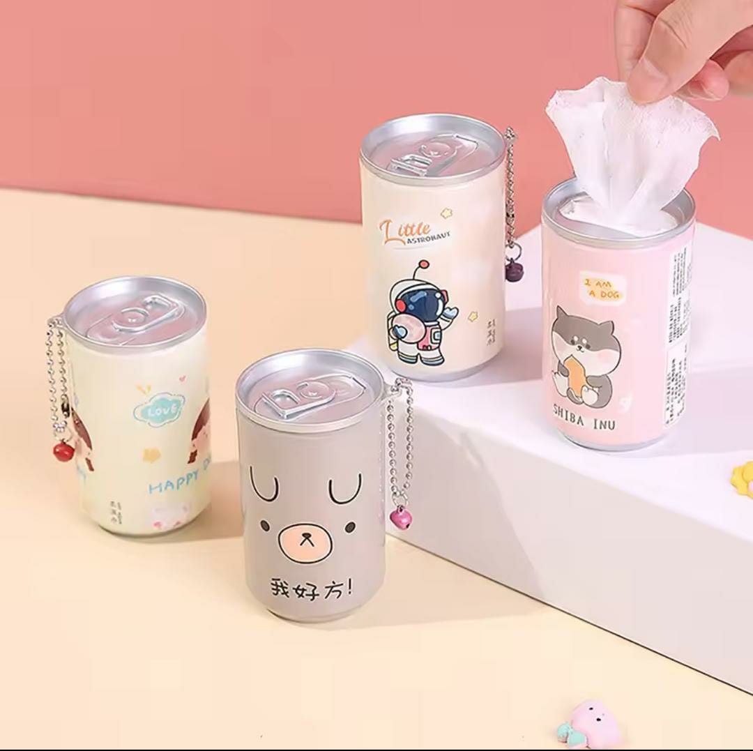 Mini Portable Wet Wipes Tissue Can for Cleaning Face Body for Kids Women and Men pack of 1× 30 piece tissues (Tissue can Rendom color)